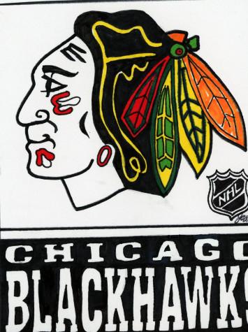 The Blackhawks skate onto the ice