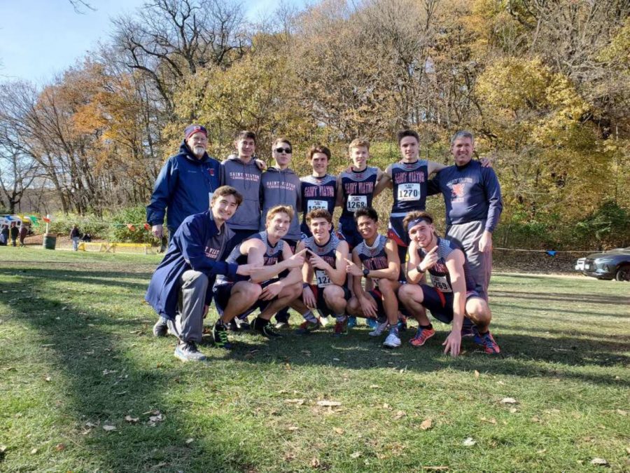 The  boys cross country poses at the IHSA State Finals in Peoria.