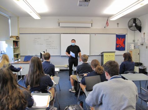 Br. Peter teaches his sophomore Bible class.