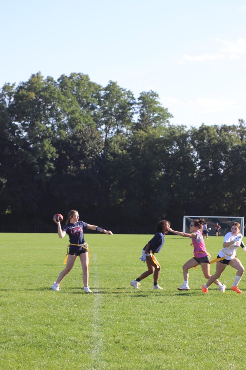 Erin Frugo passes the ball during practice. The team went on to win their first game 52-0.